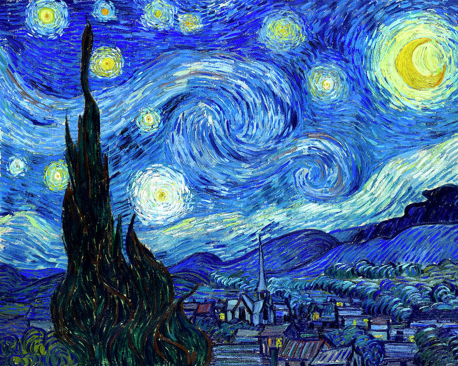 Звездная ночь. Ван Гог - звездная ночь, ван гог, ночь, пейзаж - оригинал