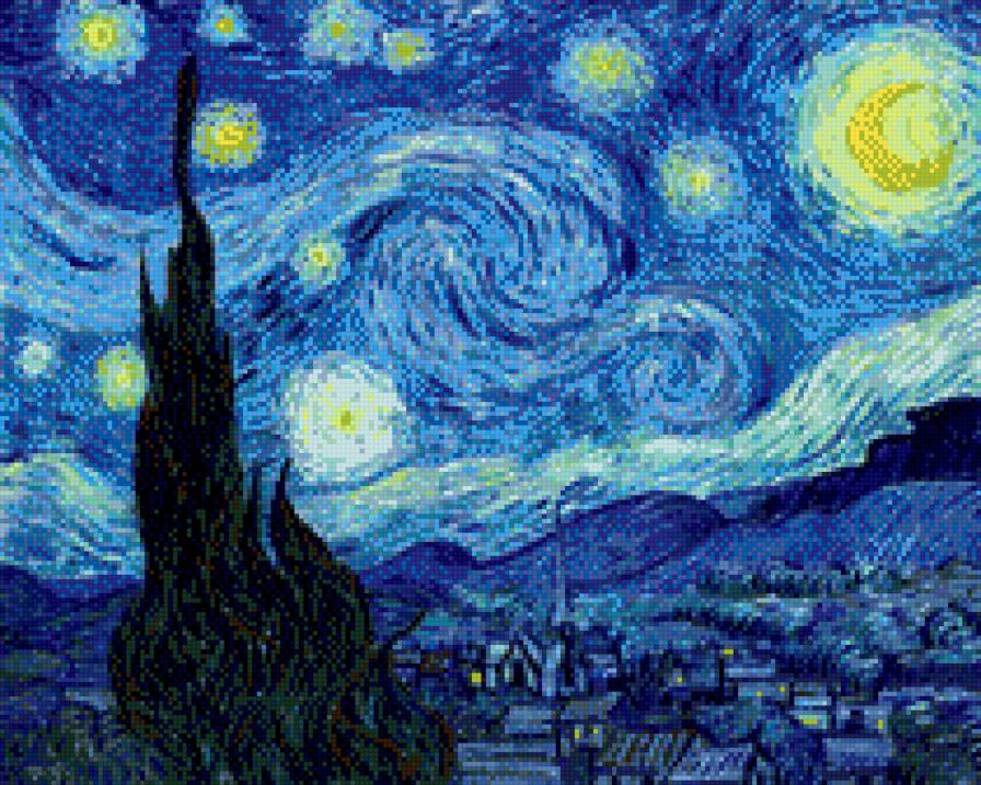 Звездная ночь. Ван Гог - звездная ночь, ван гог, ночь, пейзаж - предпросмотр