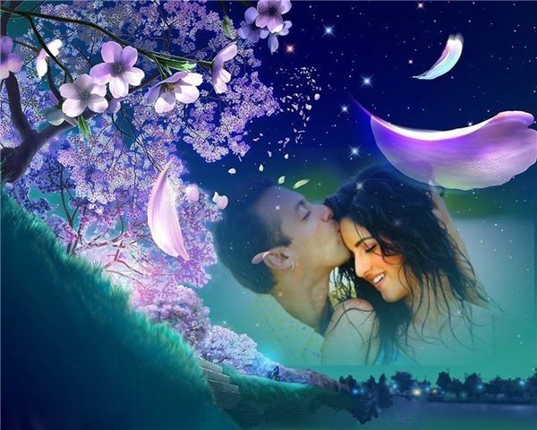 Любовь - природа, люди, луна, пара, любовь, цветы - оригинал
