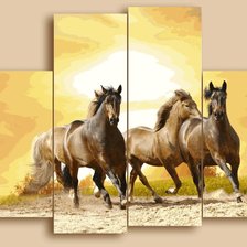 Схема вышивки «Триптих лошади»