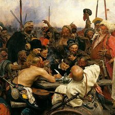 Схема вышивки «Запорожцы пишут письмо турецкому султану»