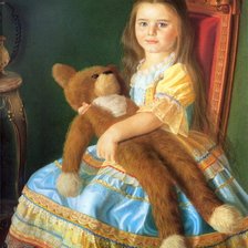 Оригинал схемы вышивки «Девочка с медвежонком» (№744425)