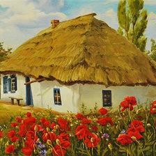 Оригинал схемы вышивки «Дом в деревне» (№744748)