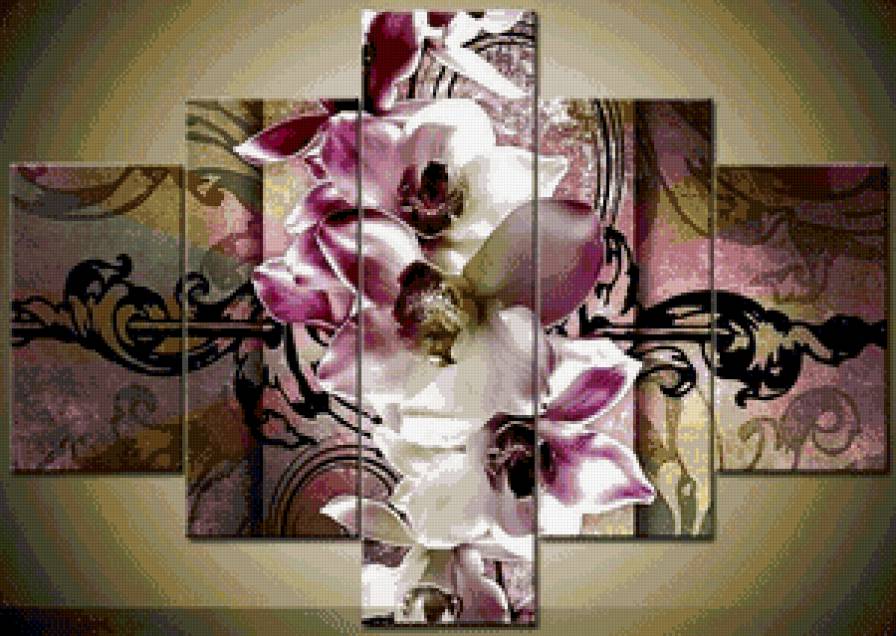 Триптих Орхидеи - триптих, цветы, орхидеи - предпросмотр