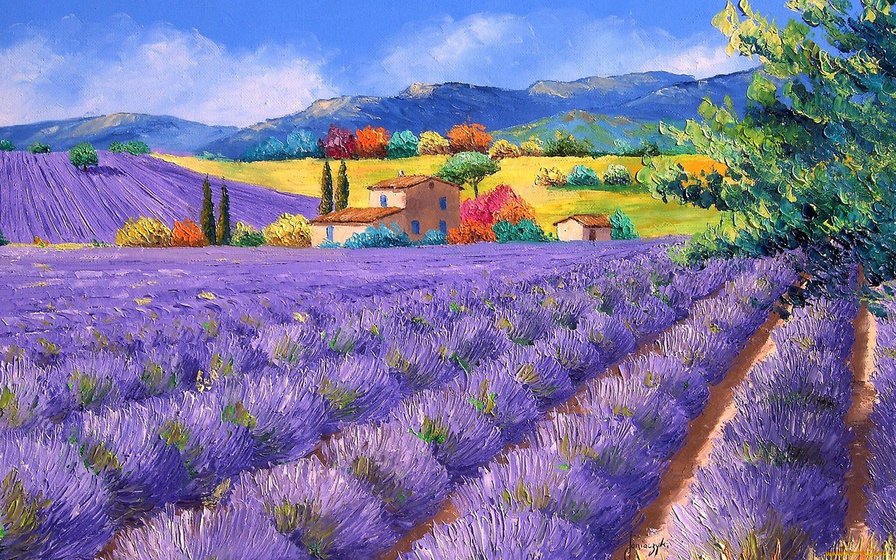 лавандовое поле - картина - оригинал