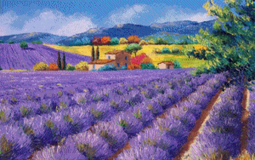 лавандовое поле - картина - предпросмотр