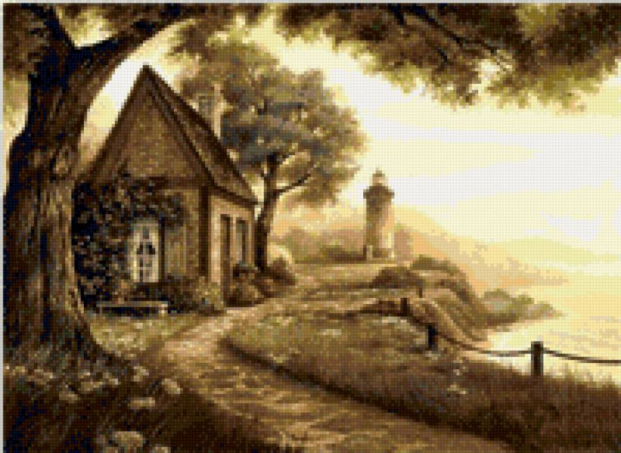 дам в деревне - природа, дом, река, деревья - предпросмотр