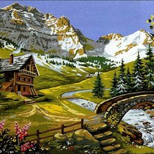 Схема вышивки «горный пейзаж»