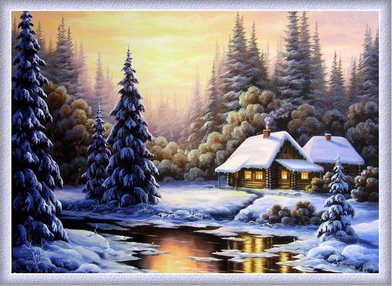 зимний пейзаж - природа, дом, пейзаж - оригинал