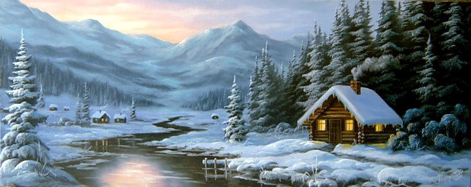 зимний пейзаж - дом, природа, пейзаж - оригинал