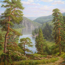 Схема вышивки «горный пейзаж»