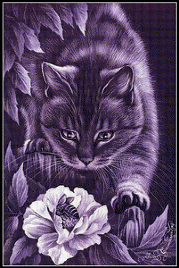 Кошка - кот, животные, цветы - предпросмотр