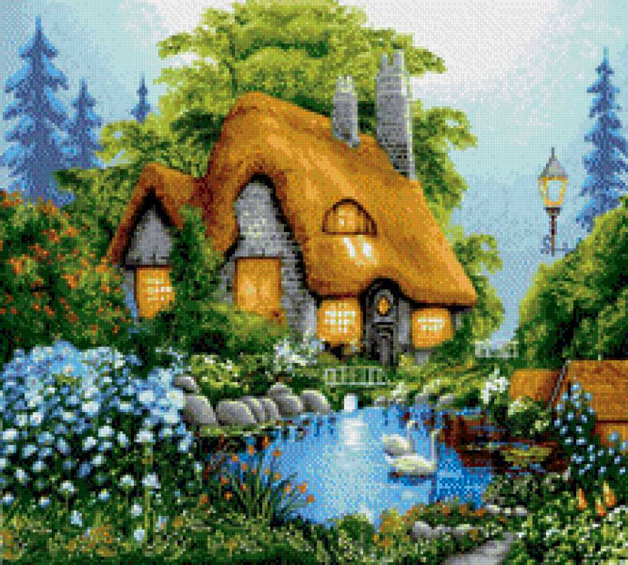 домик в лесу - пейзаж, домики - предпросмотр