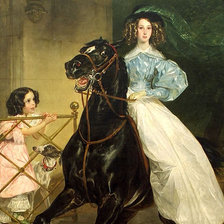 Оригинал схемы вышивки «Девушка на коне» (№745936)