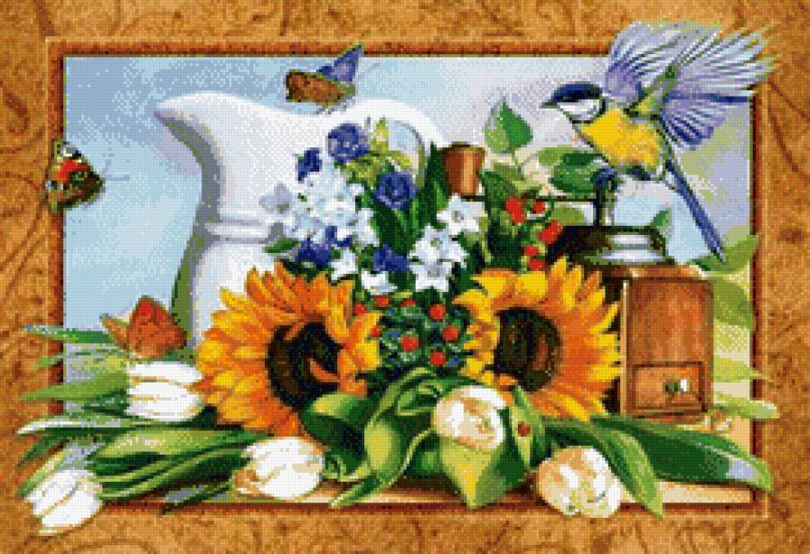 картина - подсолнух, натюрморт, цветы - предпросмотр