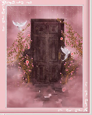 Дверь - природа, птицы - оригинал