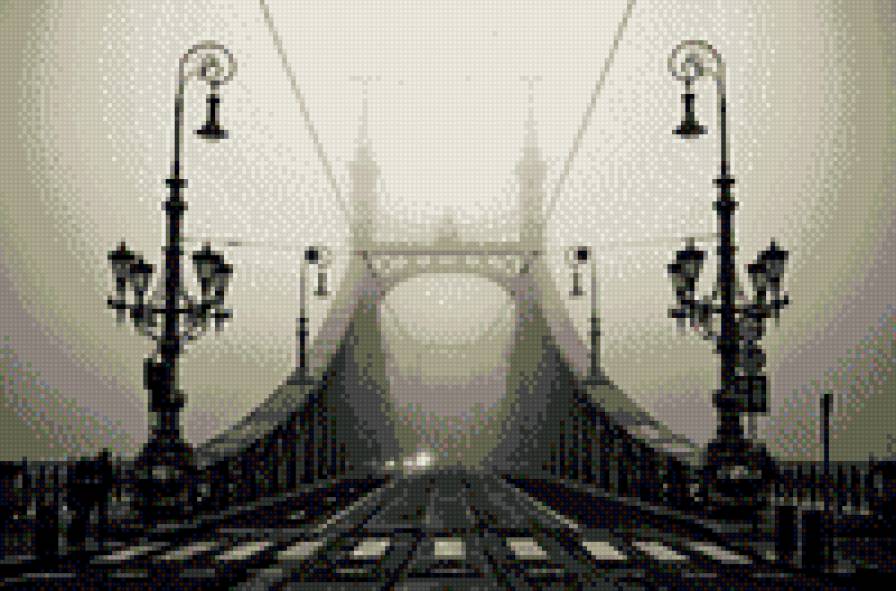 Будапешт, Венгрия - будапешт, мост, венгрия, пейзаж, монохром - предпросмотр