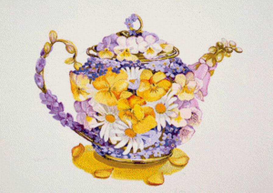 чайник - цветы, для кухни, посуда - предпросмотр