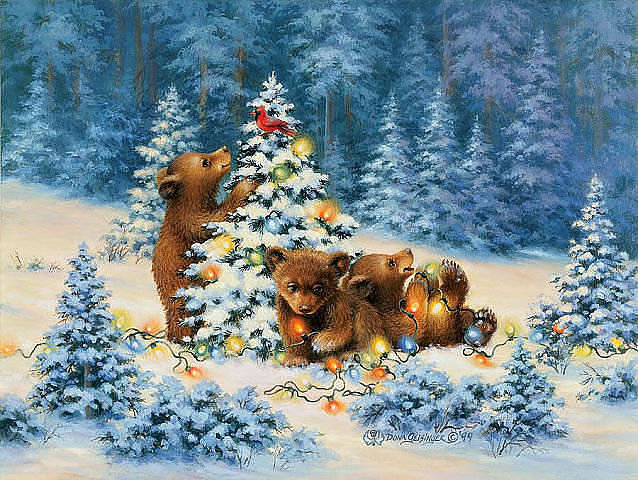 Мишкины радости - новый год. лес. медведи.елка - оригинал