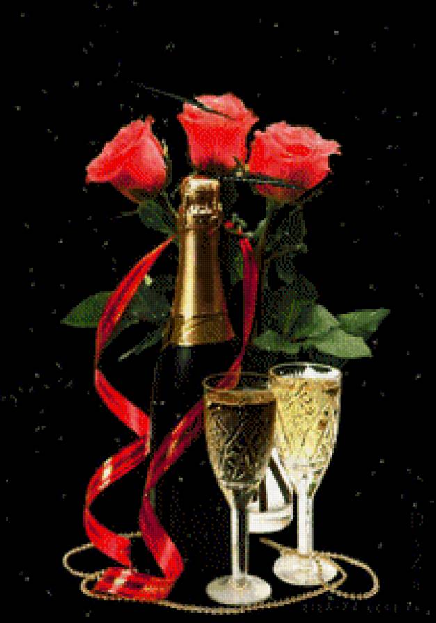 серия "розы" - цветы.розы.шампанское.фужеры - предпросмотр