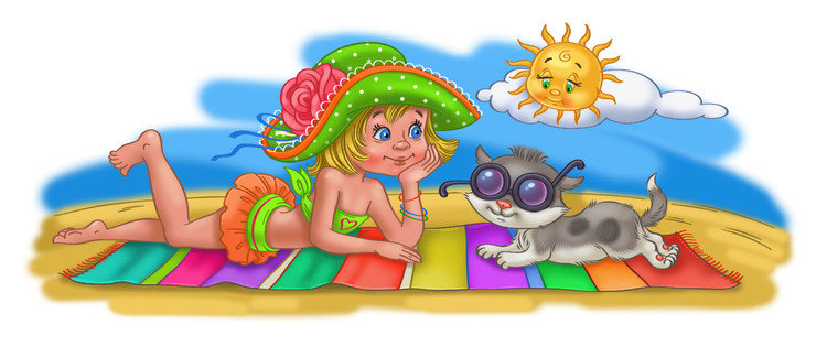 на пляже - дети, кошка, пляж, котик, кот, детская, солнце, лето - оригинал