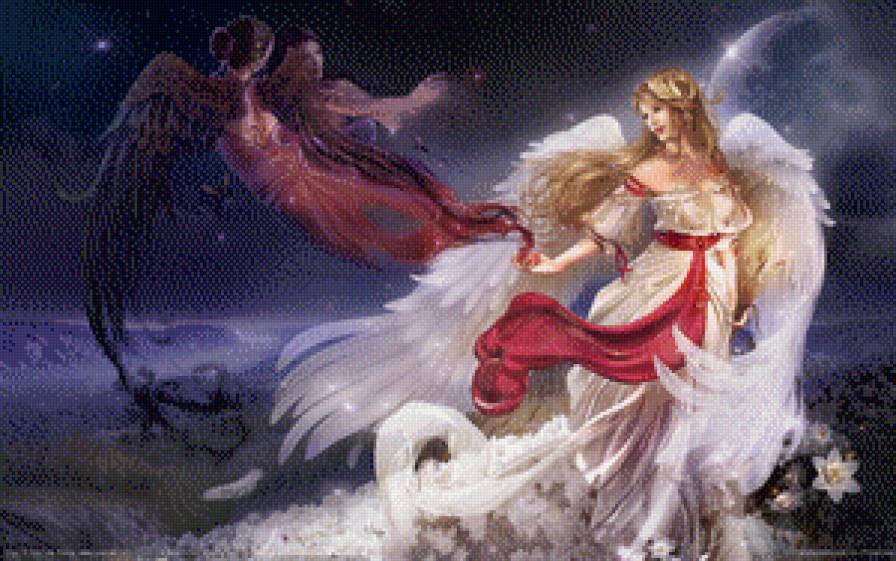 №747198 - луна, ночь, ангел - предпросмотр