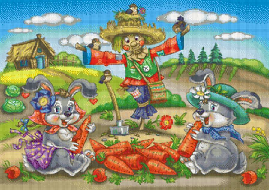 зайки - детям, морковка, зайчик, зайчики, зая, детская, огород, заяц - предпросмотр