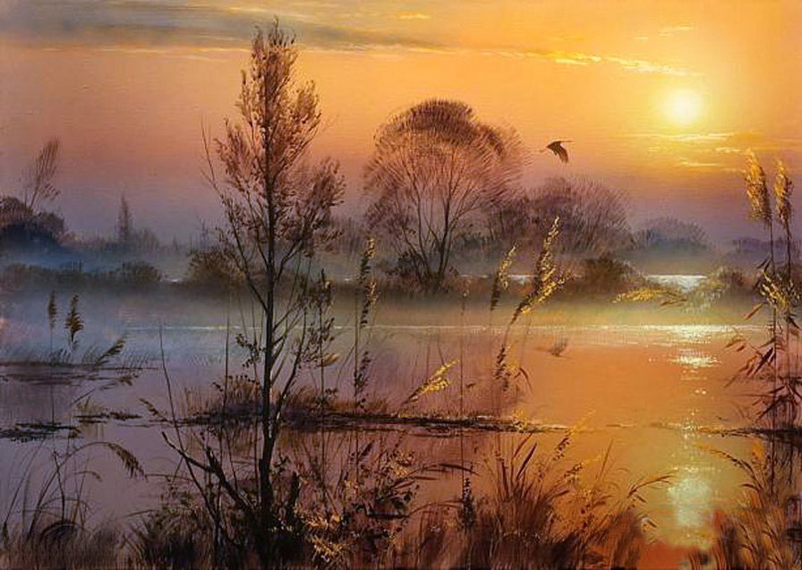 Осенний закат - вода, природа, пейзаж - оригинал