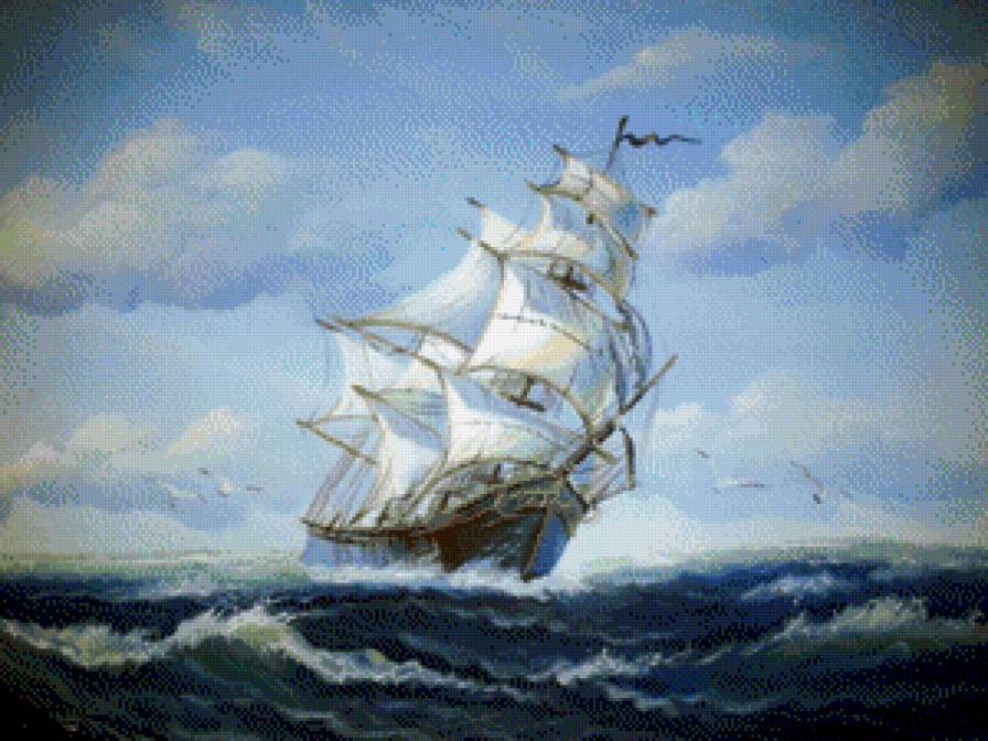 Бригантина - корабль, вода, природа, пейзаж - предпросмотр