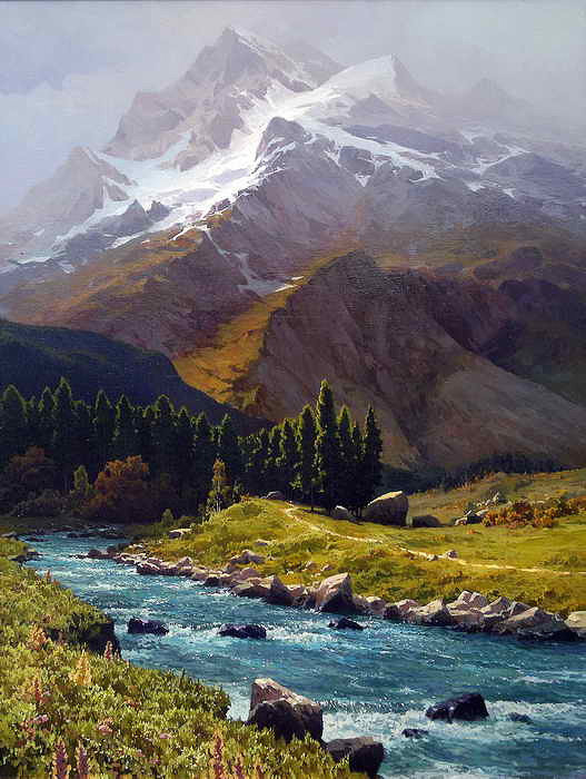В горах - горы, вода, природа, пейзаж - оригинал