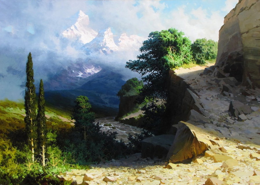 В горах Кавказа - пейзаж, природа, горы - оригинал