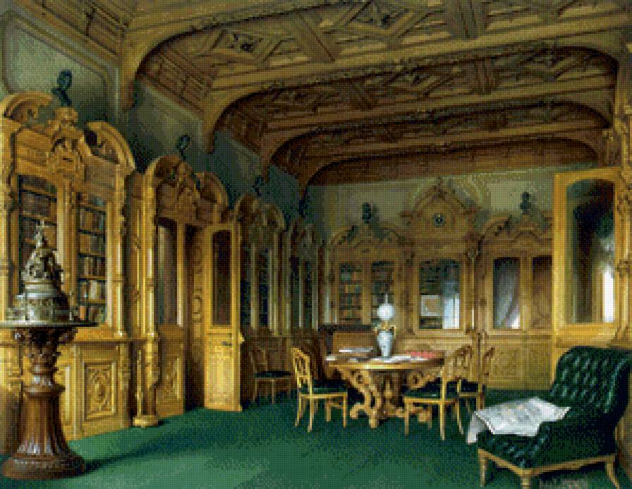 СЕРИЯ  "ОСОБНЯК БАРОНА ШТИГЛИЦА". БИБЛИОТЕКА - мебель, библиотека, ковры, книги - предпросмотр