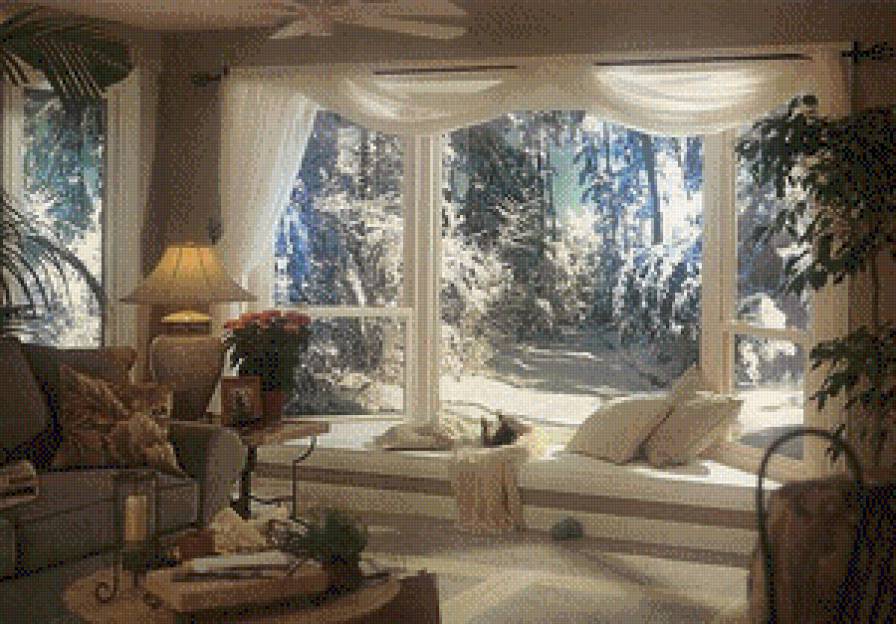 Зимний пейзаж из окна - зимний пейзаж - предпросмотр