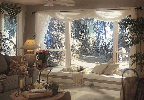 Зимний пейзаж из окна - зимний пейзаж - оригинал