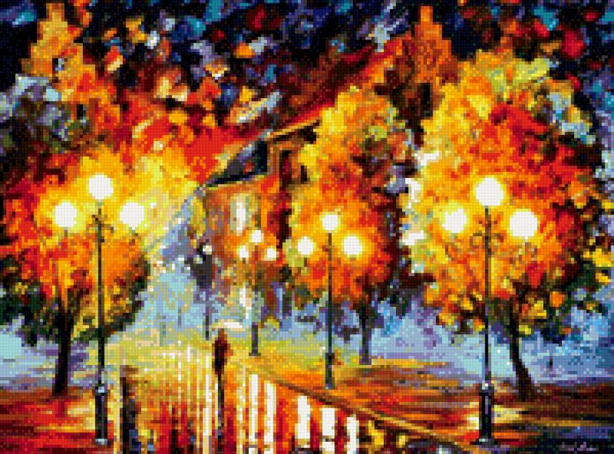 Леонид Афремов - вечер, улица, двое - предпросмотр