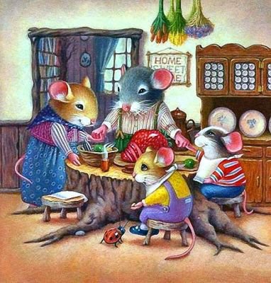 мышинный ужин - ужин, мышки, семья, детская, мышка, детям, детское - оригинал