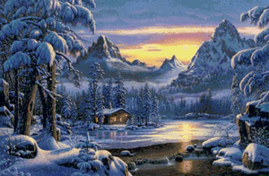 зимний пейзаж - природа, пейзаж, дом - предпросмотр