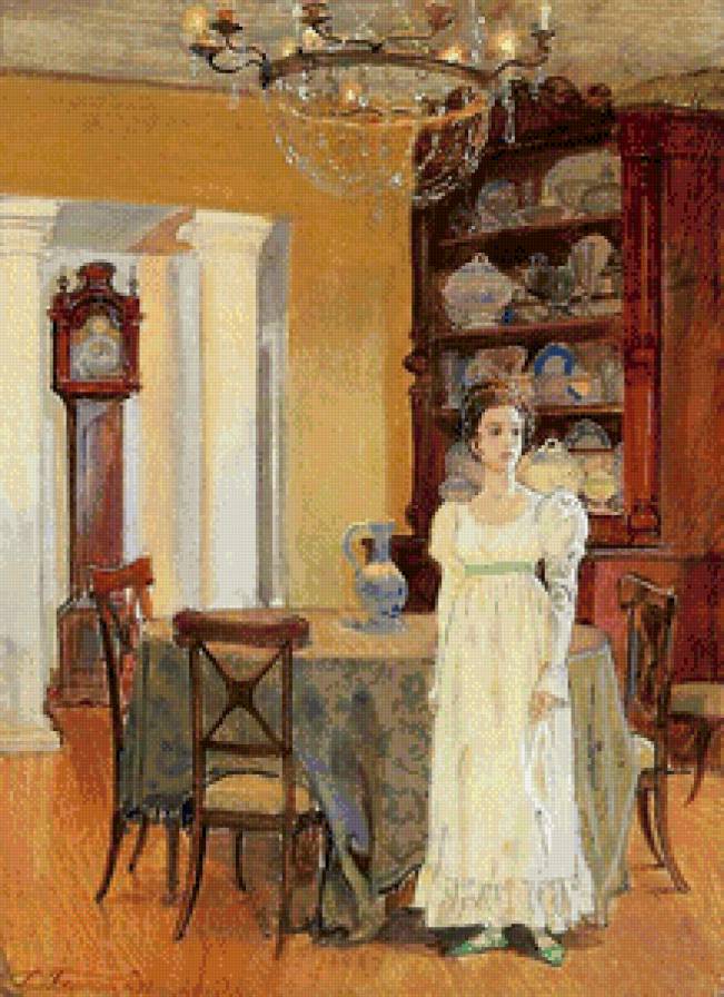 В УСАДЬБЕ - часы, усадьба, комната стол, лето, девушка - предпросмотр