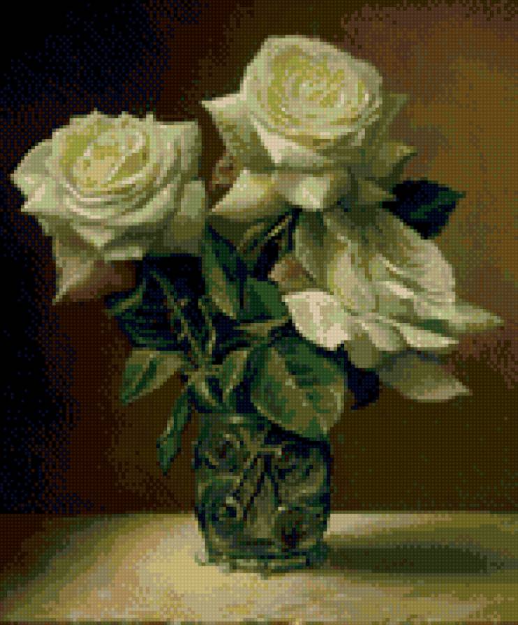 Белые розы - белая, букет, цветок, роза - предпросмотр