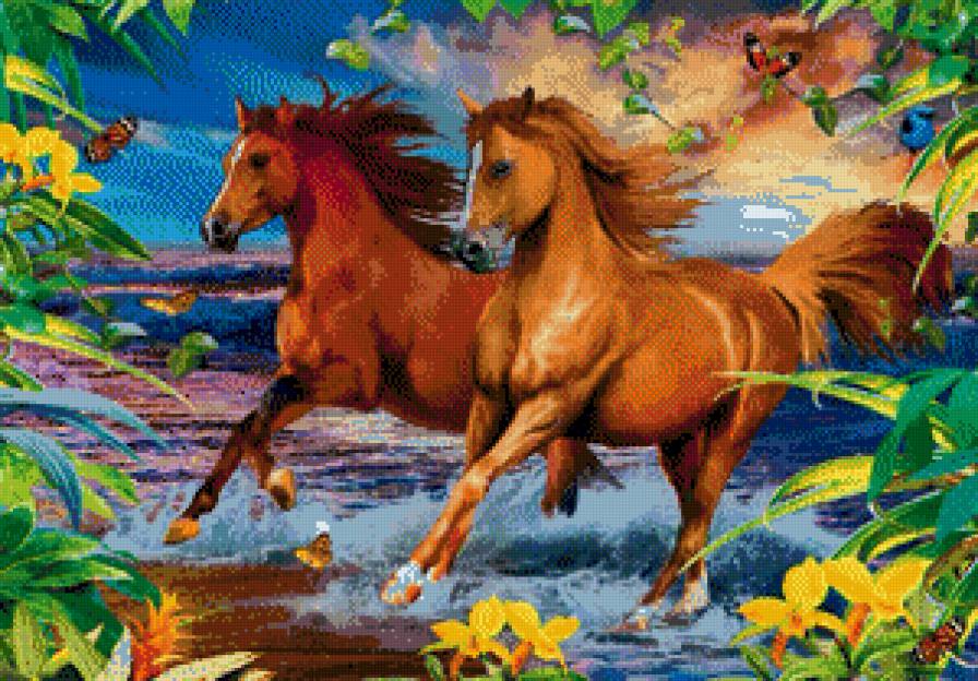 Лошади бегущие - лошади - предпросмотр