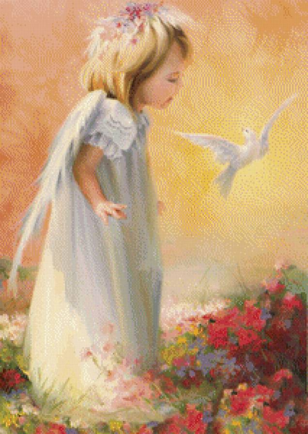 серия "ангелы" - ангел.птица.цветы - предпросмотр