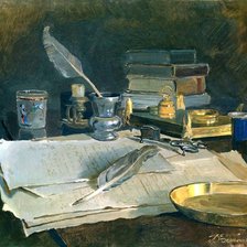 Схема вышивки «СЕРИЯ "НАТЮРМОРТЫ". ПЕРО И БУМАГА»