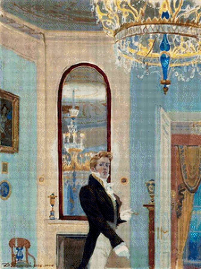 В ЗЕРКАЛЬНОЙ ЗАЛЕ - люстра, бал, зала, зеркало, господин, свечи - предпросмотр