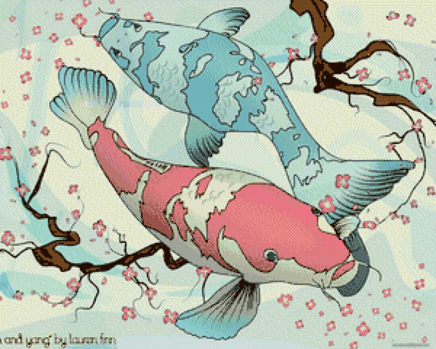 Рыбины - японские мотивы, вода, рыбки - предпросмотр