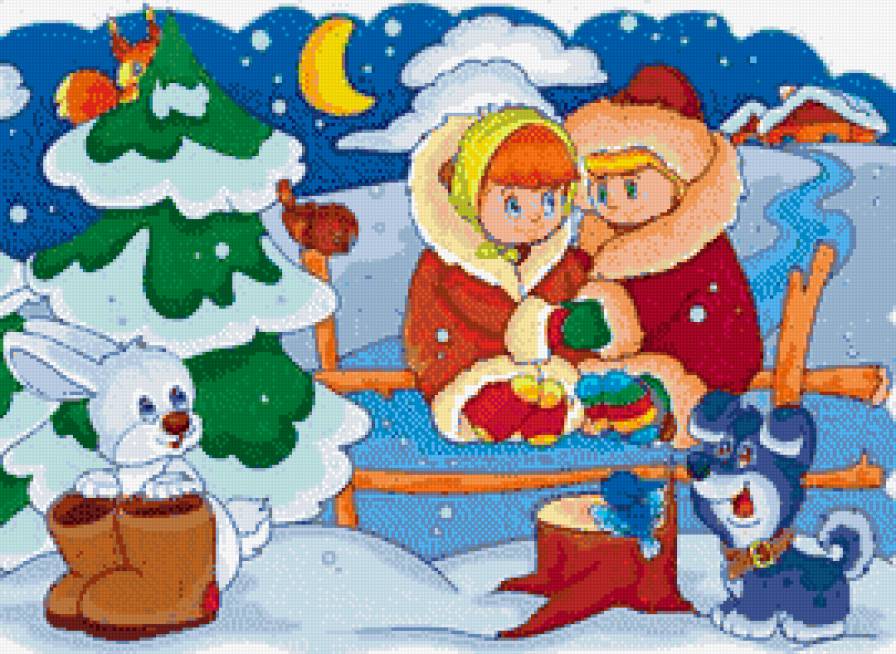 зимулька - любовь, зима, лес, двое, романтика, сказка, пара, снег - предпросмотр