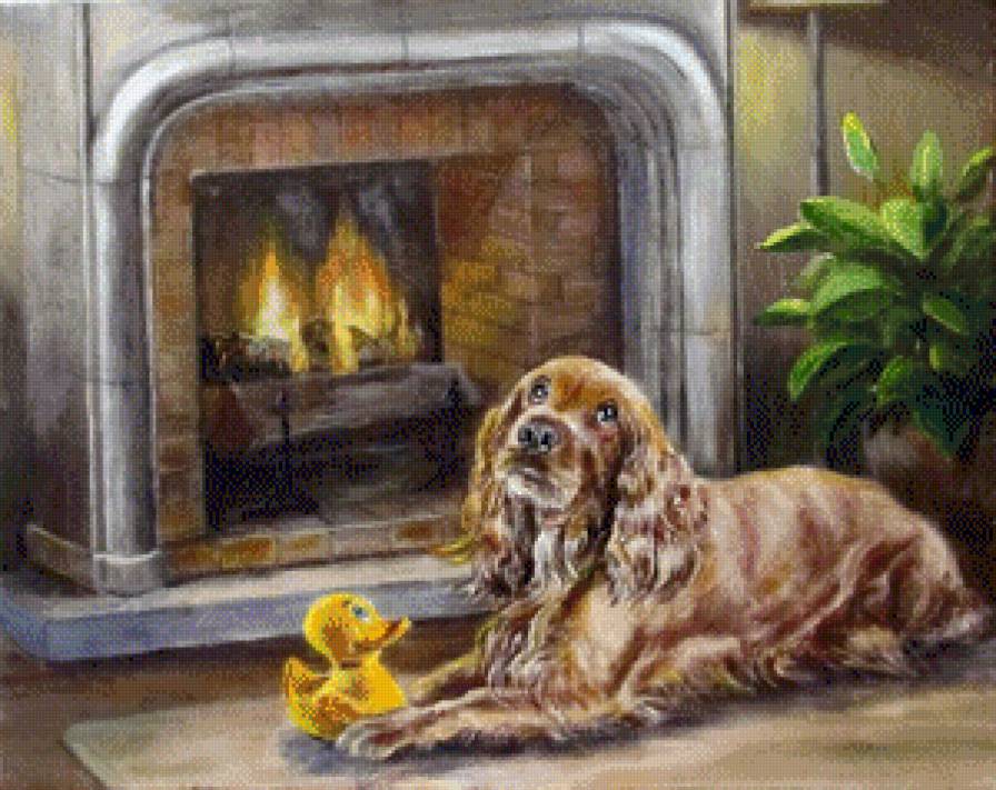 У камина - животные - предпросмотр