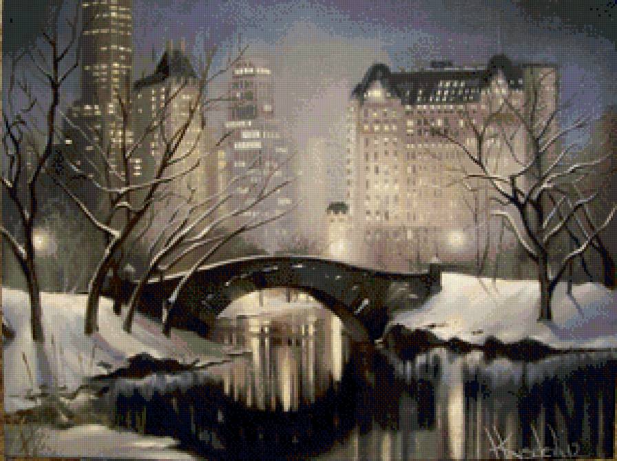 Зимний пейзаж - зимний пейзаж, город - предпросмотр