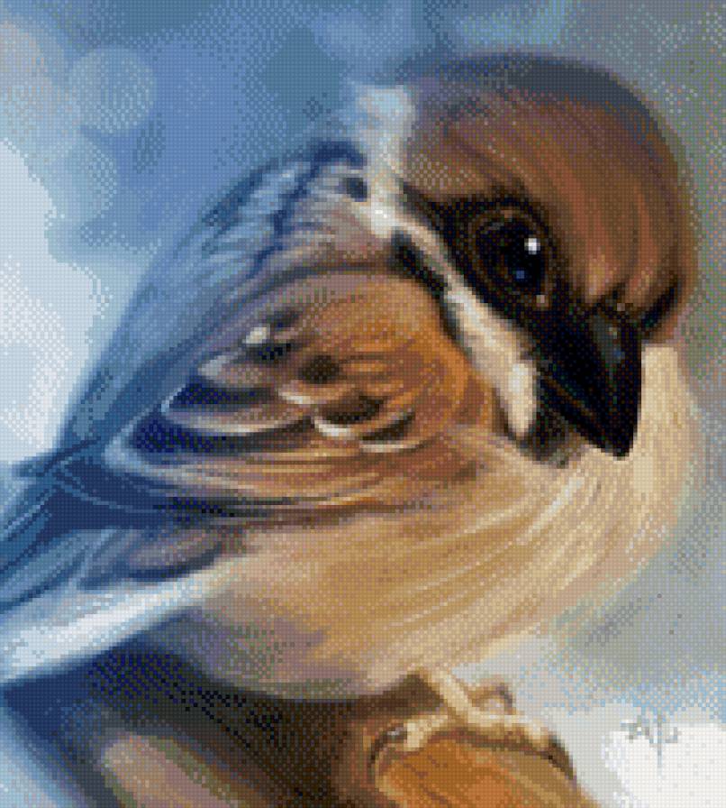 Воробушек - птицы, птенец, воробей - предпросмотр