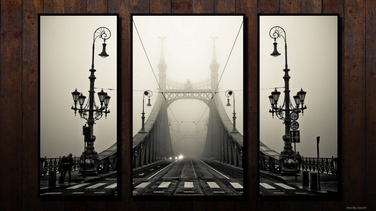 Триптих мост - город - оригинал