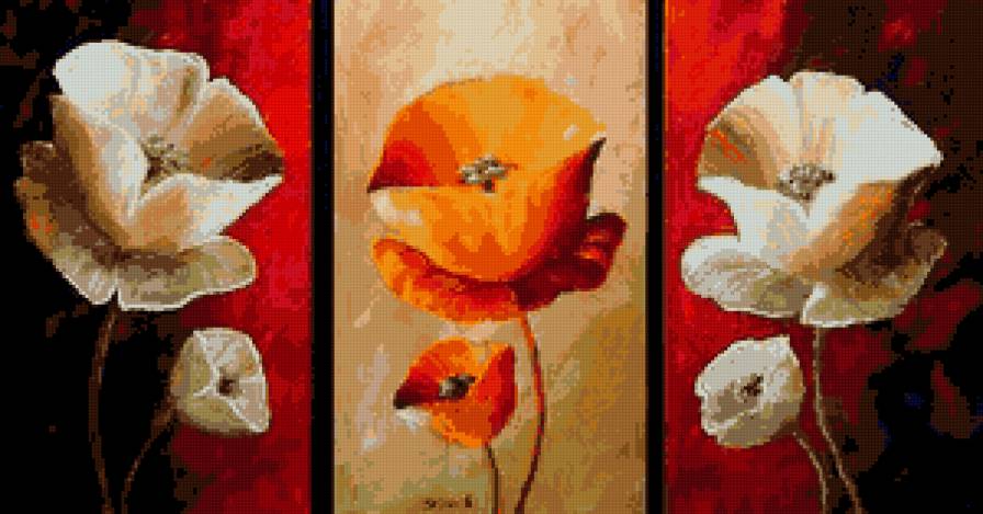 Маки - триптих - предпросмотр